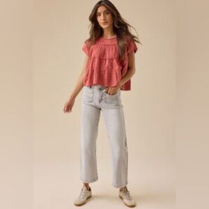 Altar'd State Light Gray Wide Cropped Jeans